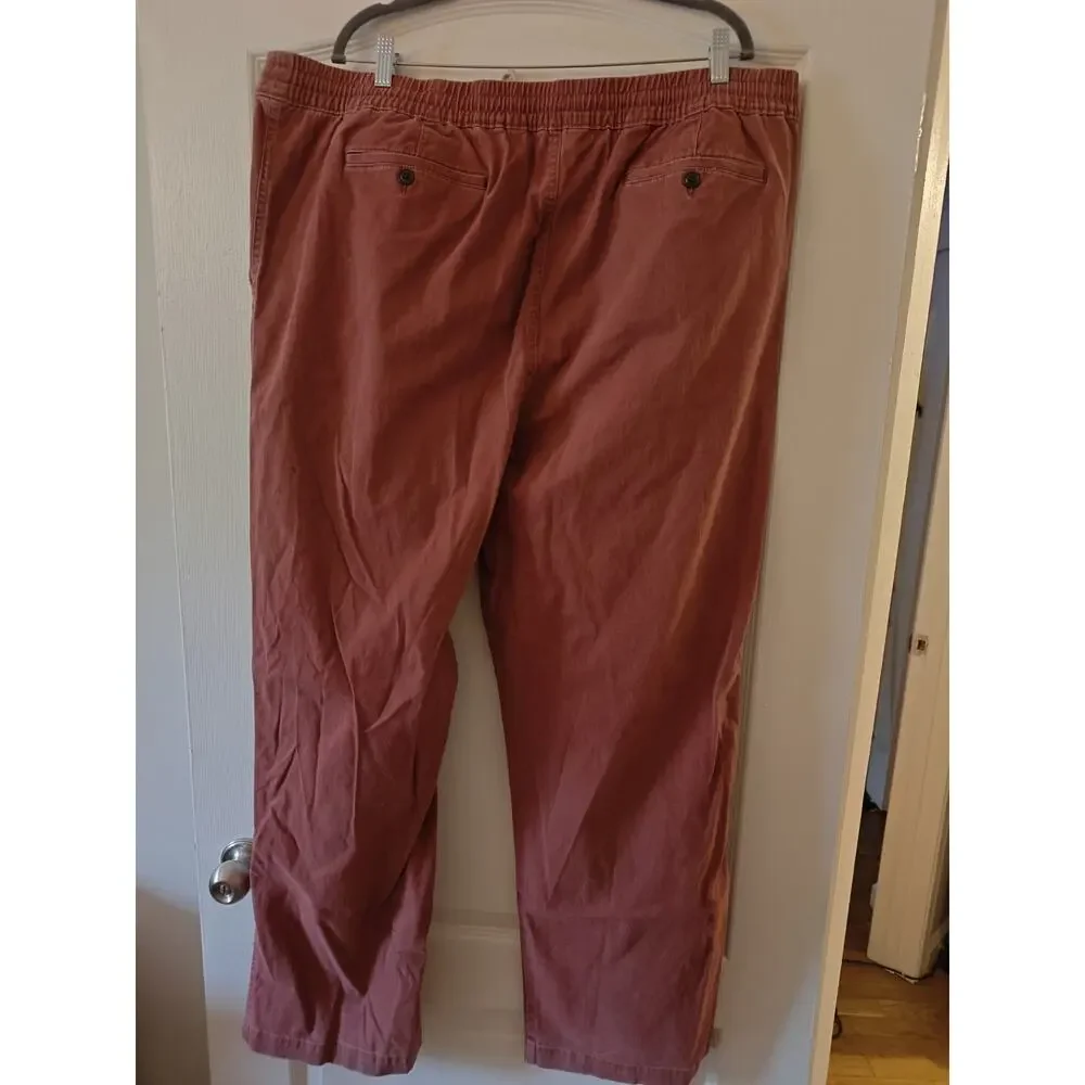 Lands End Men's Relaxed Fit Deck Cotton Pant Joggers in Burnt Clay Preppy Sz XXL
